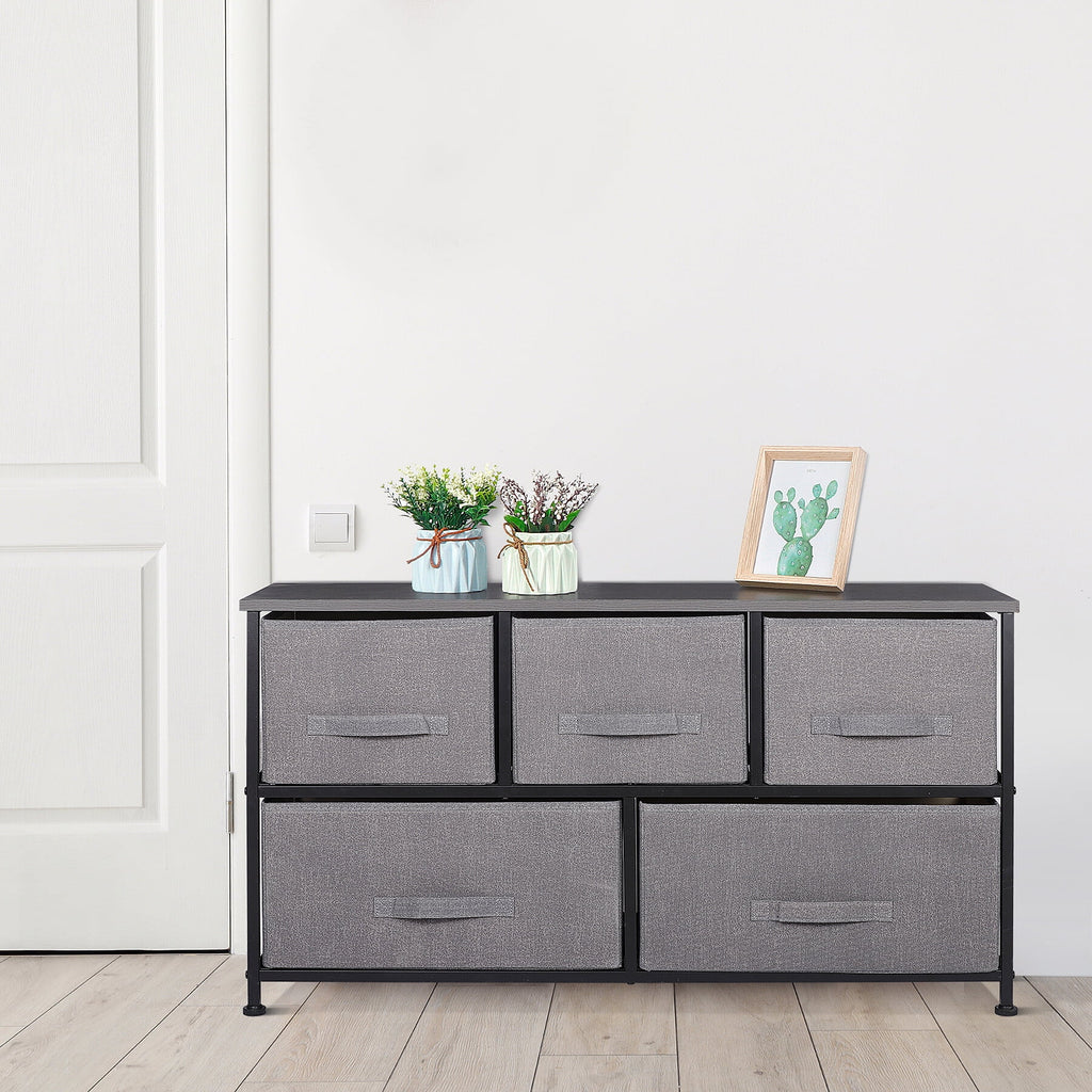 Brown 5 Drawer Fabric Dresser A9717