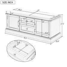 White Storage Bench with 2 Drawers and 2 Cabinets P7590
