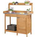 Wooden Garden Potting Bench with Cabinet T725543