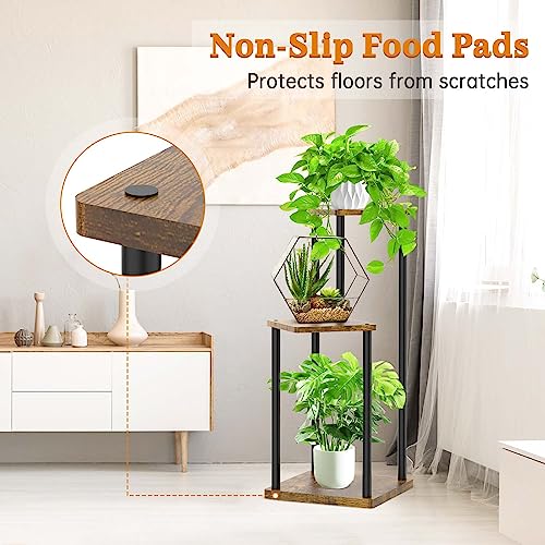 White 6 Tier Metal Wood Plant Stand S919279