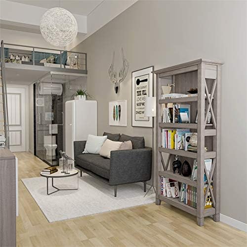 Washed Gray 5 Shelf Bookcase Y57657