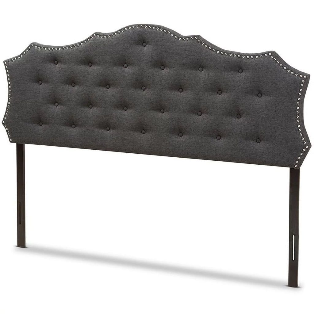 Gray Tufted Fabric King Panel Headboard V241