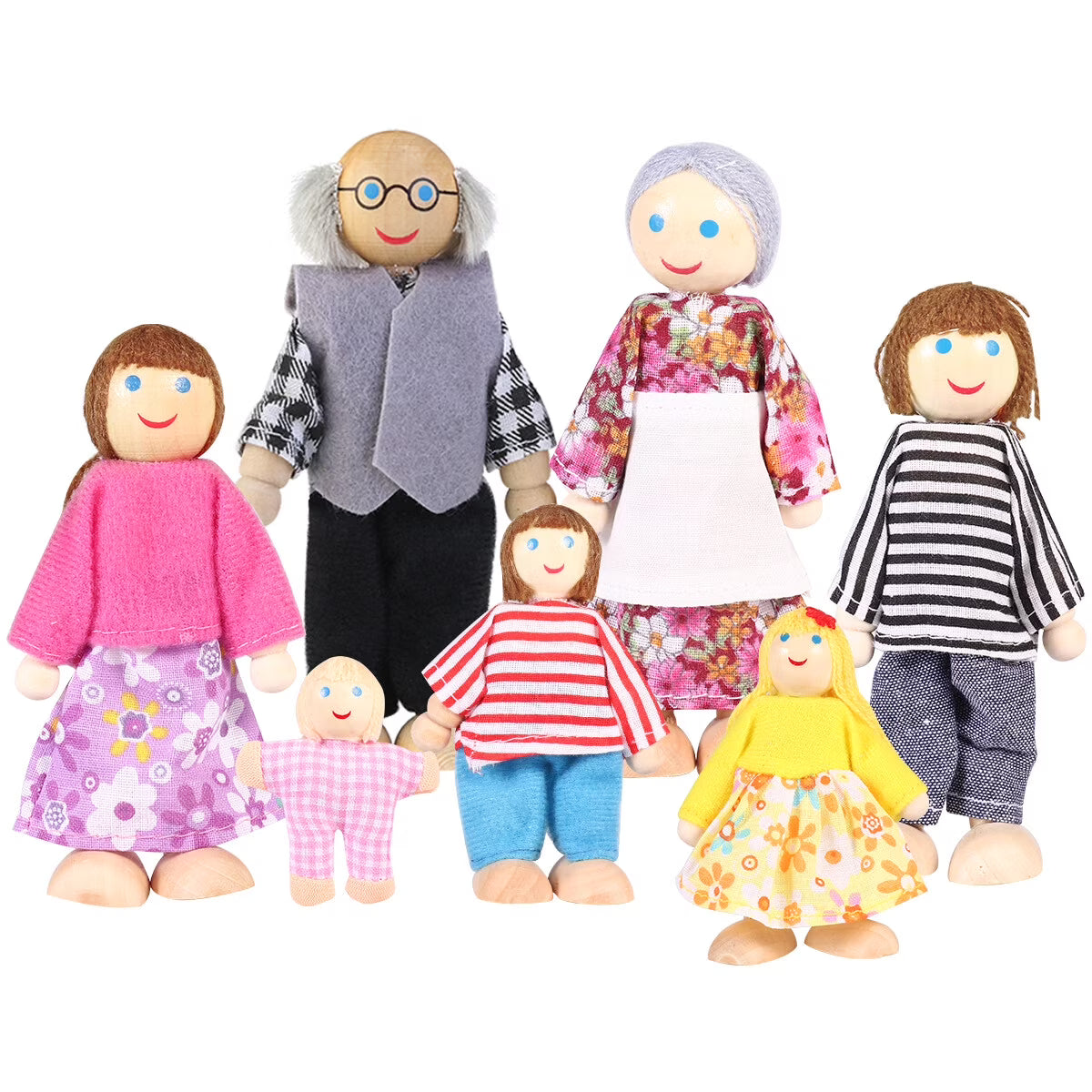 7pcs Wooden Dolls Pretend Play Set H2696