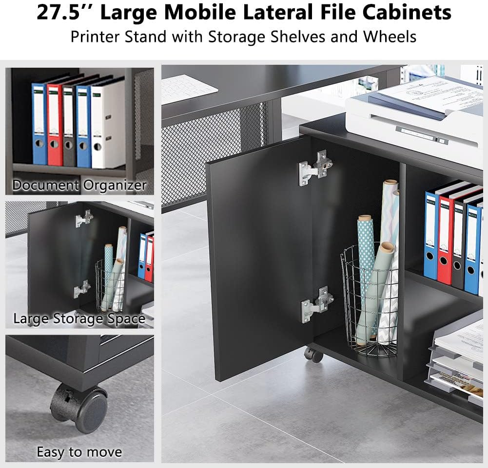L-Shaped Computer Desk with File Cabinet K519708