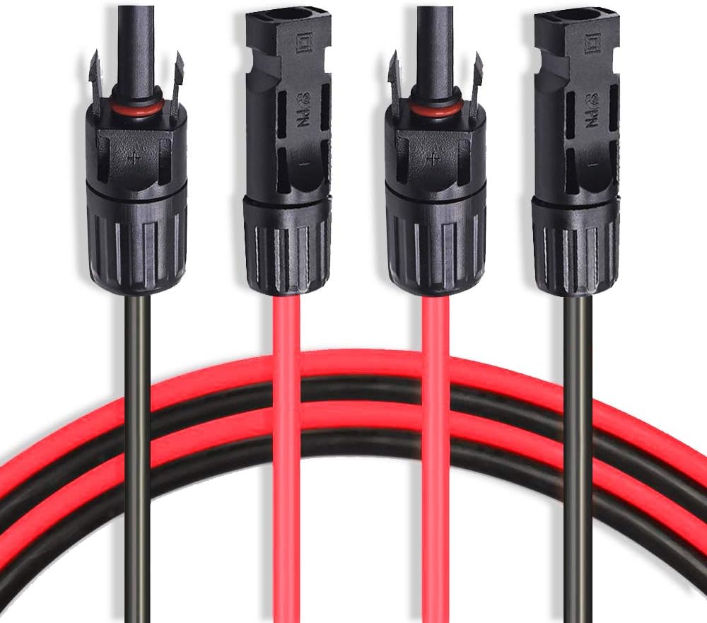 20 Feet 10AWG Solar Extension Cable Wire with Female and Male Connector, 10 Gauge (6mm²) Adaptor Kit Tool (20FT Red + 20FT Black) Z294999