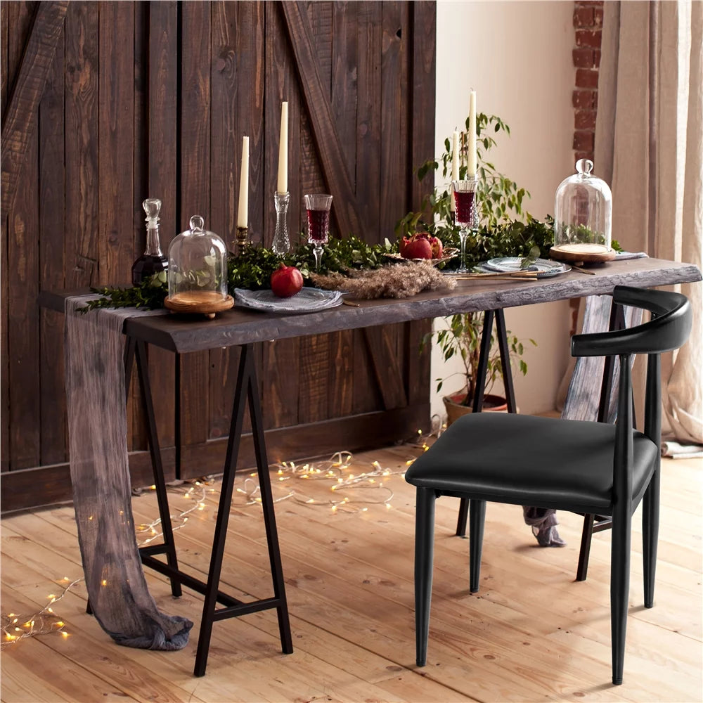 Black Faux Leather Armless Dining Chairs Set of 2 G740003