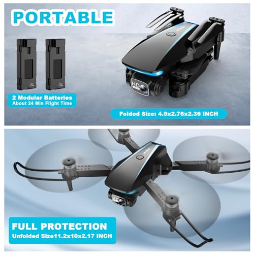 1080P HD Foldable Drone with 2 Batteries and Carrying Case D468