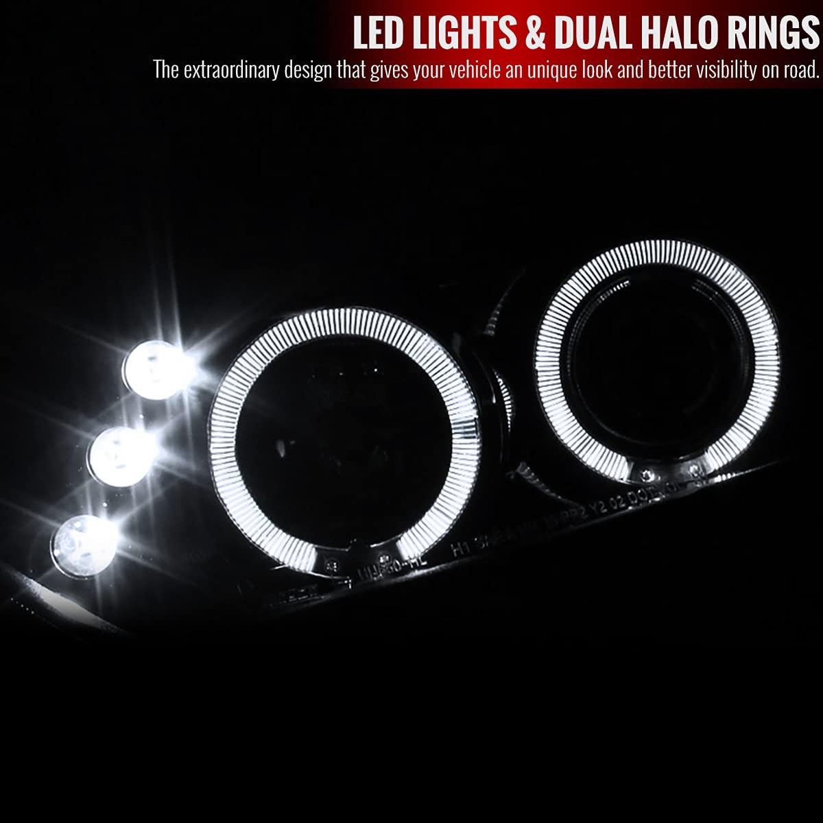 Black LED Projector Headlights Pair K90239