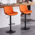 Orange PU Leather Adjustable Swivel Bar Stools Set of 2 O923