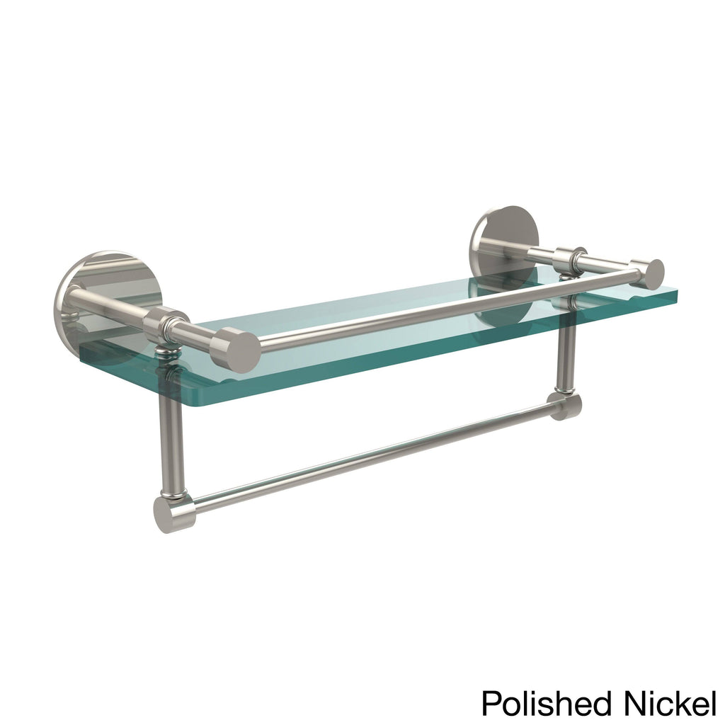 16-Inch Gallery Glass Shelf with Towel Bar Antique Pewter B5077