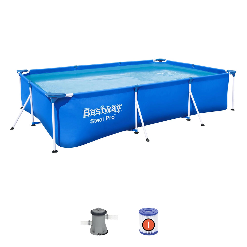 Steel Pro 9.8'x6.6'x26 Rectangular Above Ground Swimming Pool Set M240