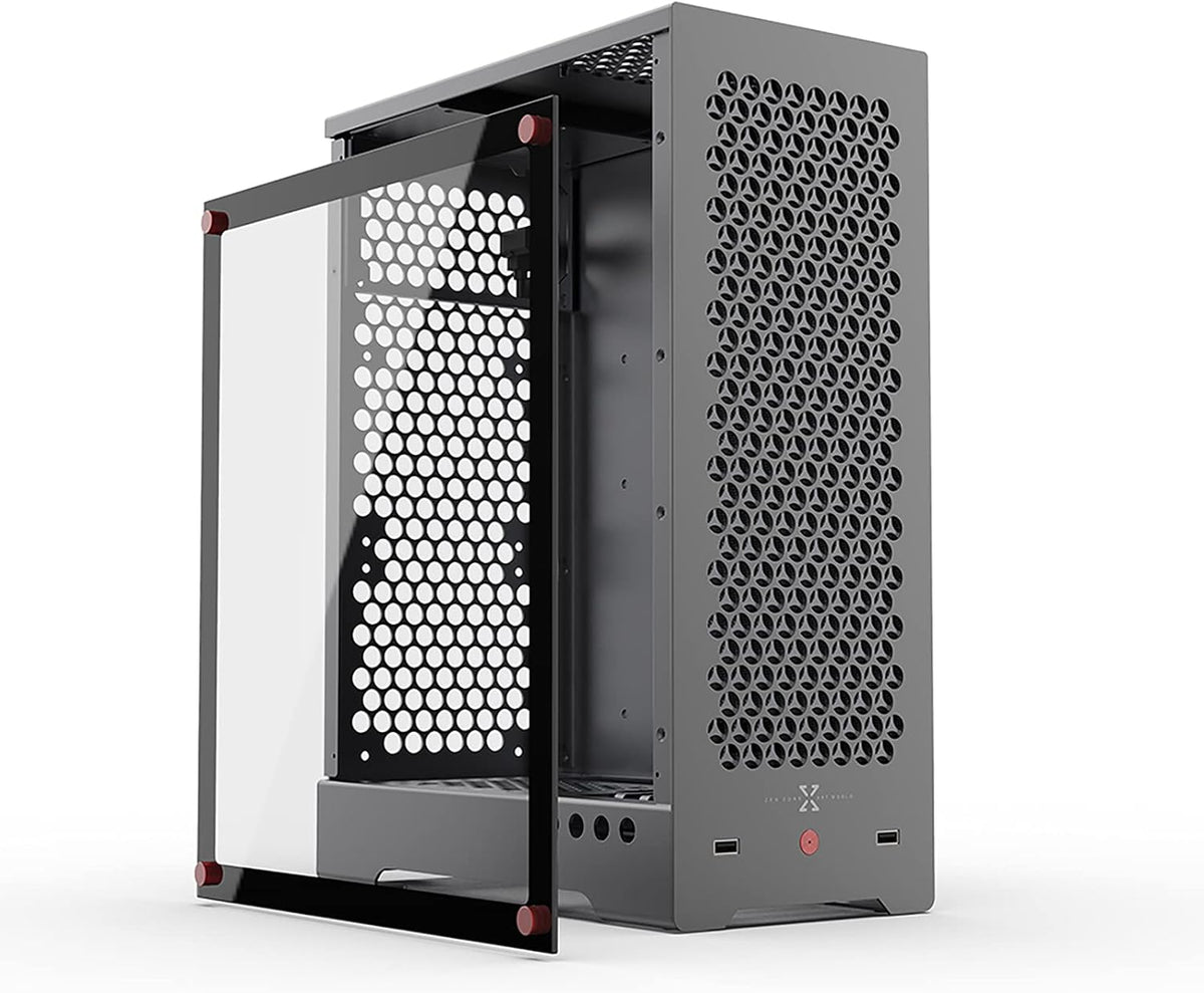 Aluminum Grey Mid Tower PC Case with Tempered Glass Window T401