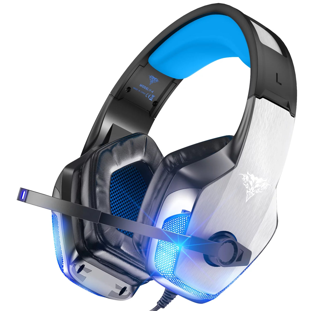 Gaming Headset with Noise Cancelling Mic, LED Light, Over Ear Headphone W52423