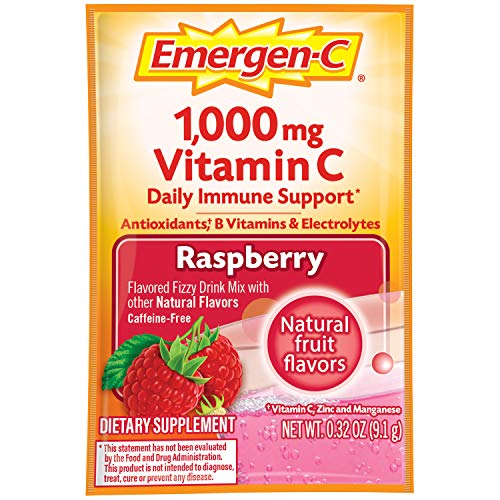 30 Count Raspberry Flavor Dietary Supplement Fizzy Drink Mix with 1000mg Vitamin C T50973