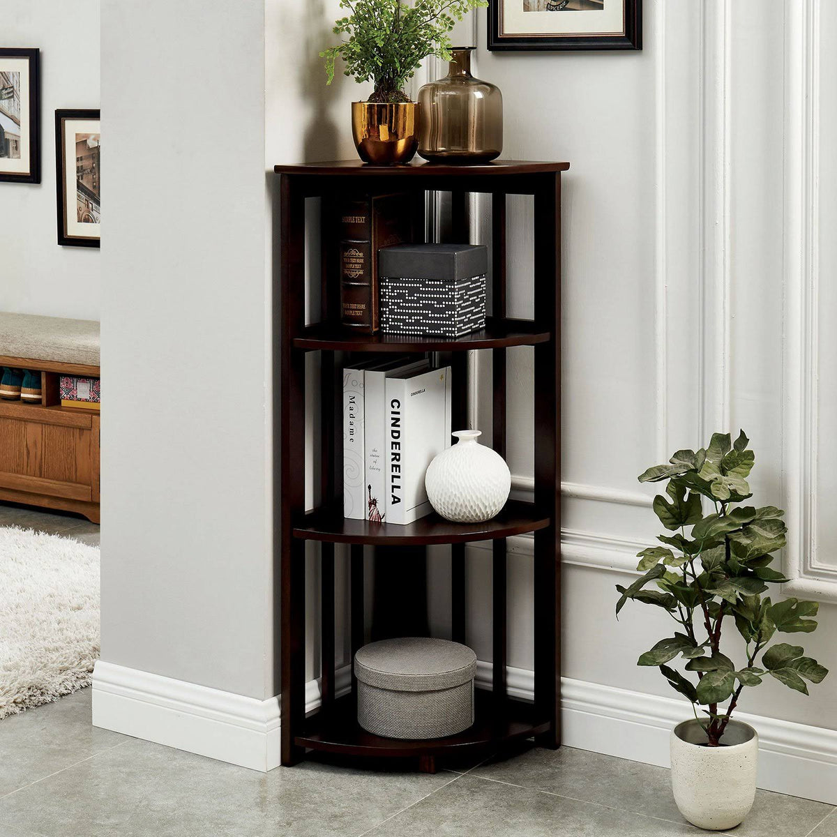 Dark Walnut Corner Cabinet P315