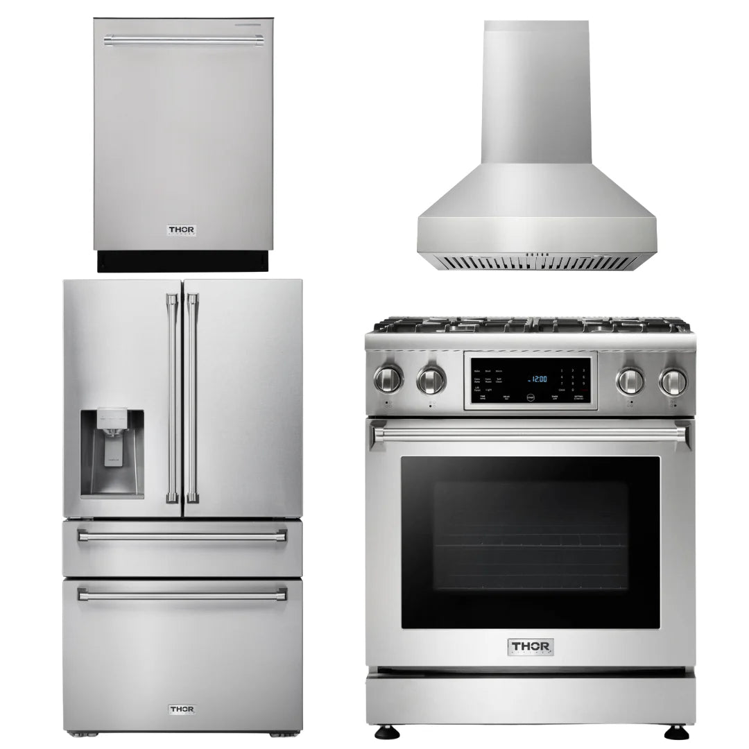 30 In. Propane Gas Range, Range Hood, Refrigerator, Dishwasher R442