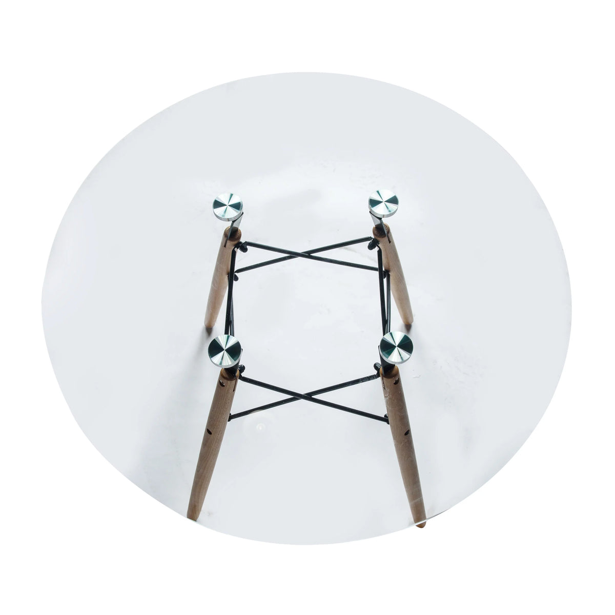 Round Glass Top Dining Table with Wood Base F804