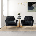 Black Velvet Upholstered Armchair Set of 2 D7278