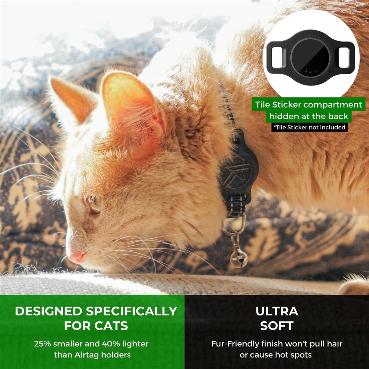 Reflective Breakaway Cat Collar with Tile Sticker Holder and Bell P813