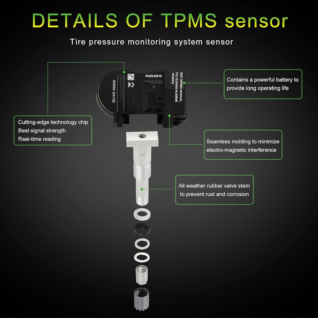 Tire Pressure Sensor 433MHz TPMS Replacement 4PCS N77542