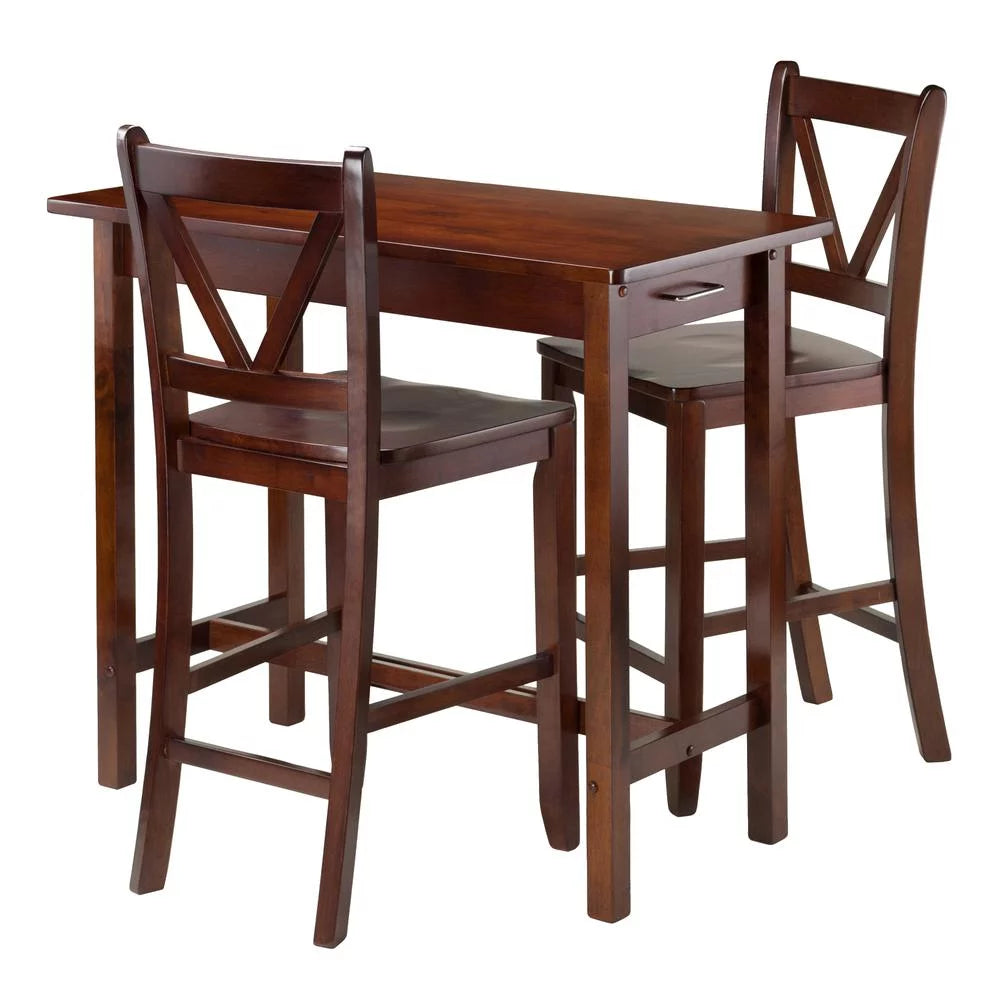 3-Pc Breakfast Table with 2 V-Back Counter Stools L31628
