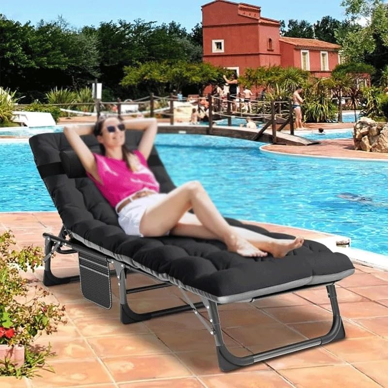 Heavy Duty Adjustable Folding Camping Cot with Mat J120070