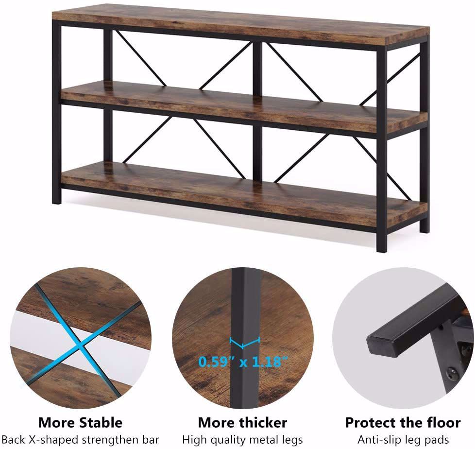 Rustic Industrial 55 Inch Sofa Table with Shelves T104239