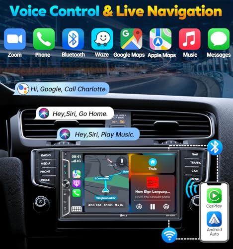 7" Wireless Double Din Car Stereo Touch Screen with Backup Camera W26725