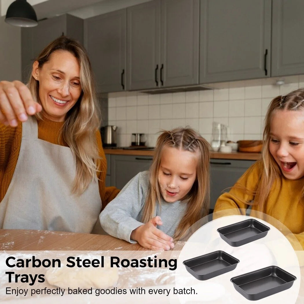 3 PCS Non-Stick Carbon Steel Baking Trays Set W1680