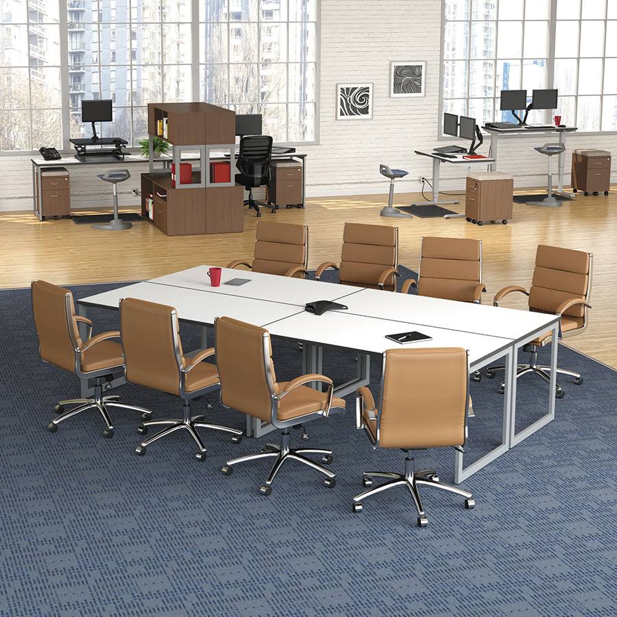 Mid-Back Slim Profile Chair Camel Soft Leather Chrome B294367