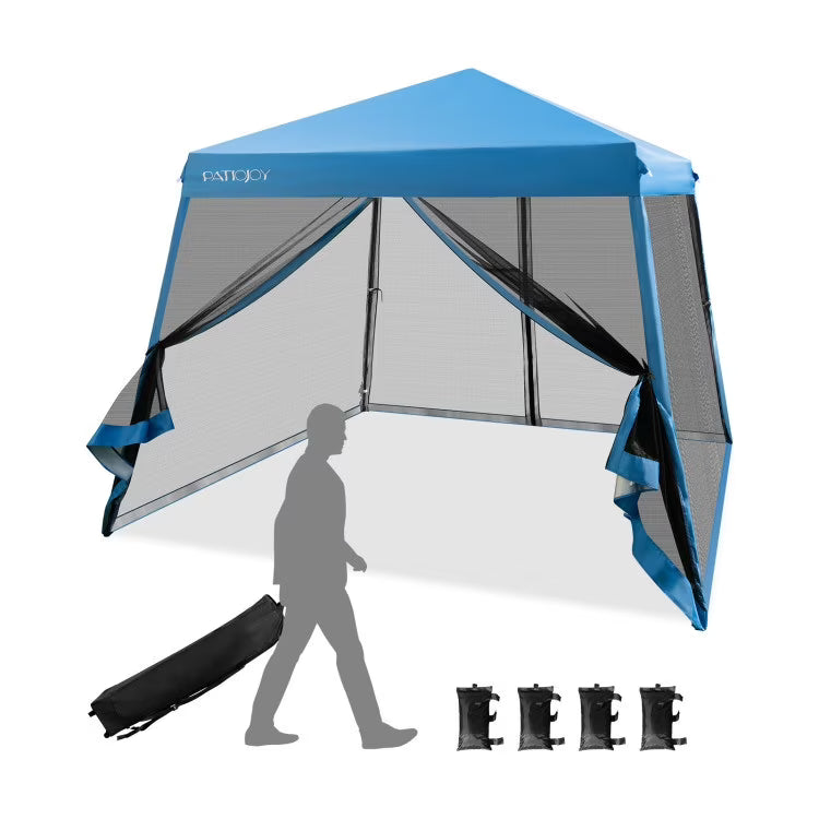 10 x 10 Feet Pop Up Canopy with Mesh Sidewalls K84096