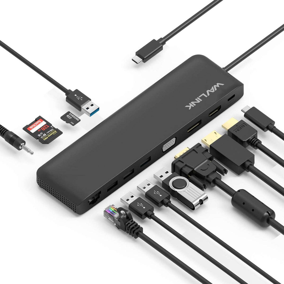 USB 3.0 and USB C Universal Laptop Docking Station Dual Monitor with HDMI & DVI/VGA with Gigabit Ethernet, 6 USB Ports, Audio U254