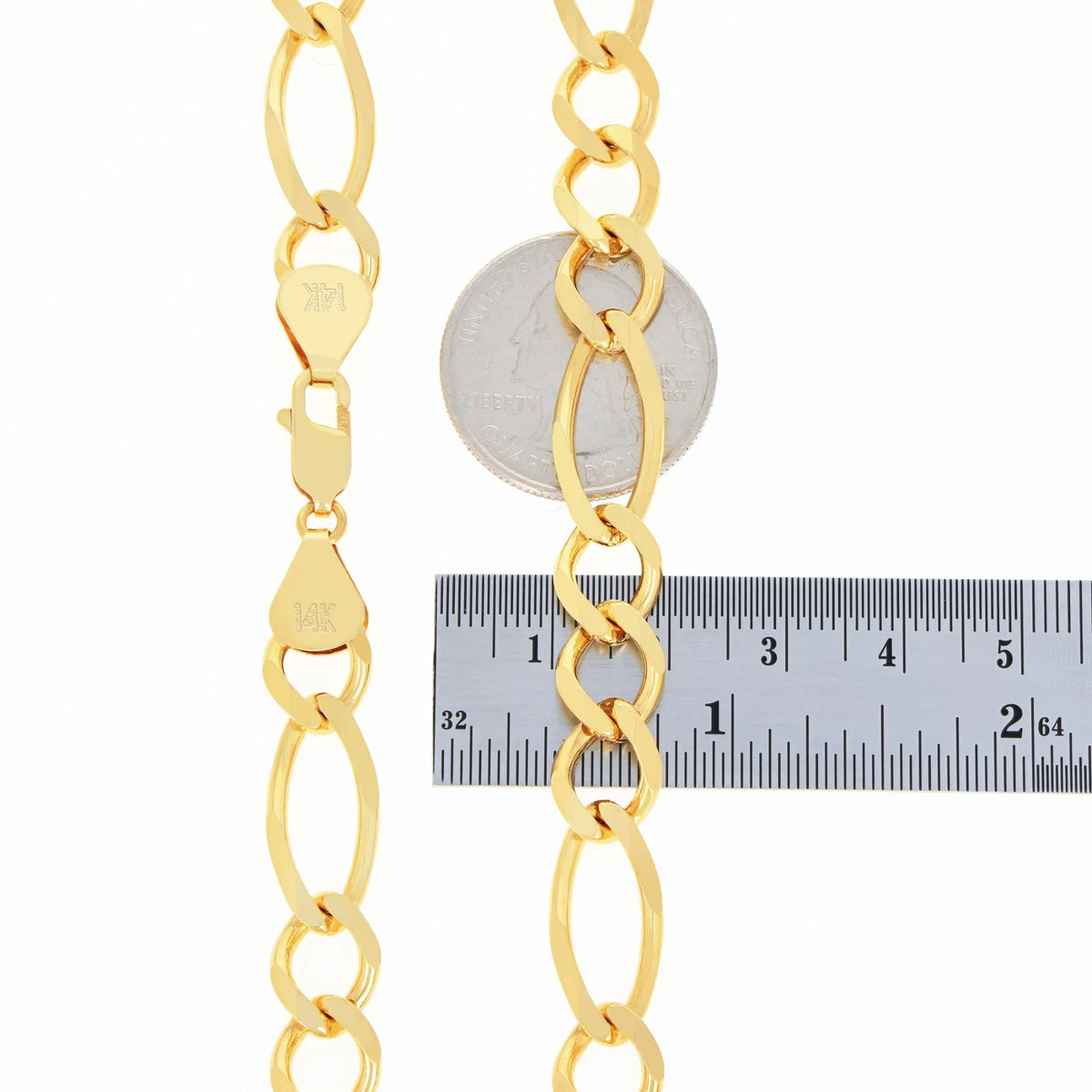 14k Yellow Gold Solid Figaro Chain Link Necklace 18" - 30" D5269