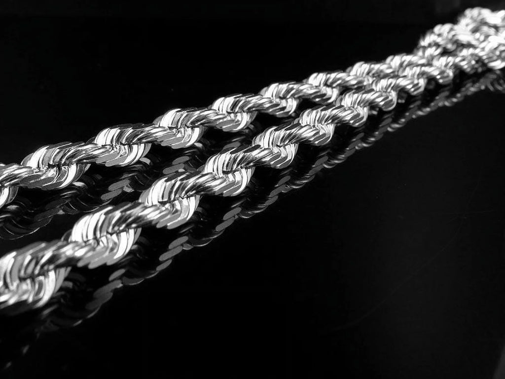 10K White Gold Rope Chain 6MM 20-30 Inches O7995