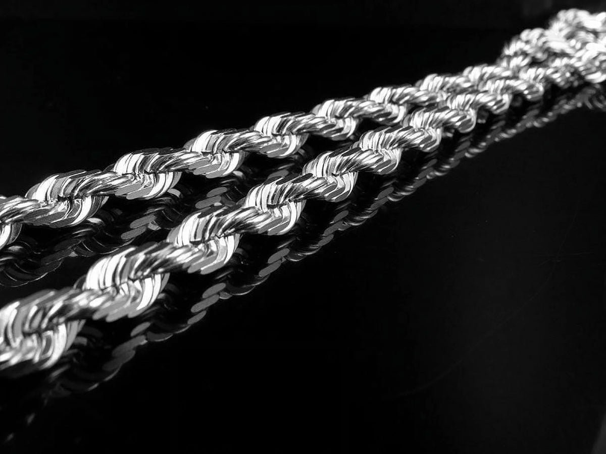10K White Gold Rope Chain 6MM 20-30 Inches O7995