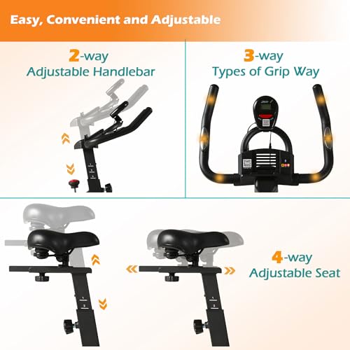 Black Magnetic Resistance Adjustable Stationary Bike with LCD Screen Z32983