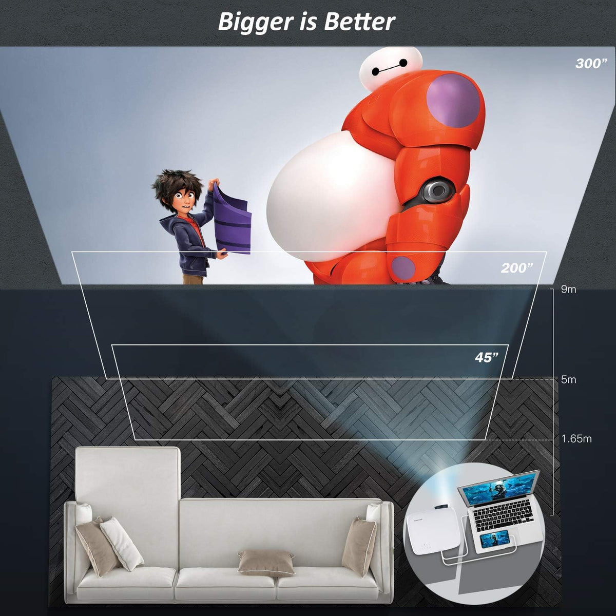 White 1080P LCD Projector F97112