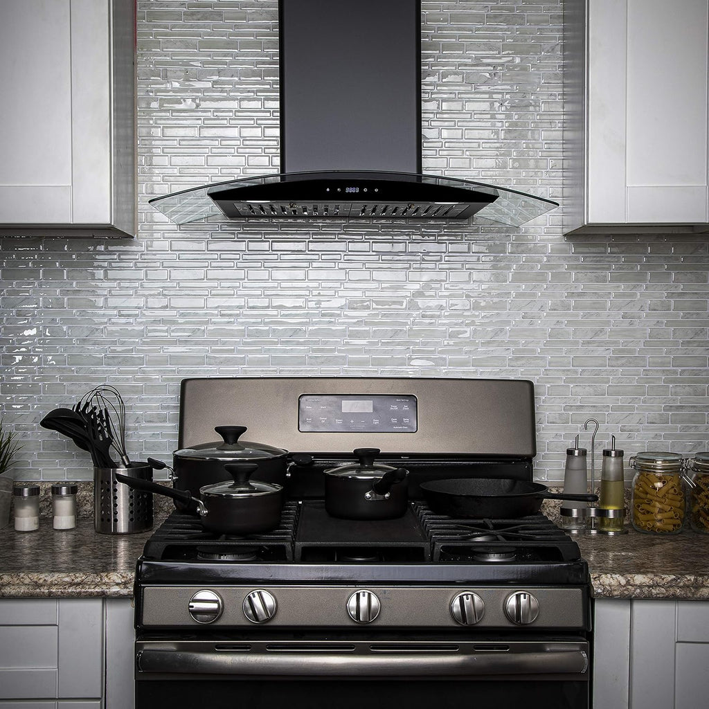 30 in Black Painted Stainless Steel Convertible Wall Mount Range Hood Y4638