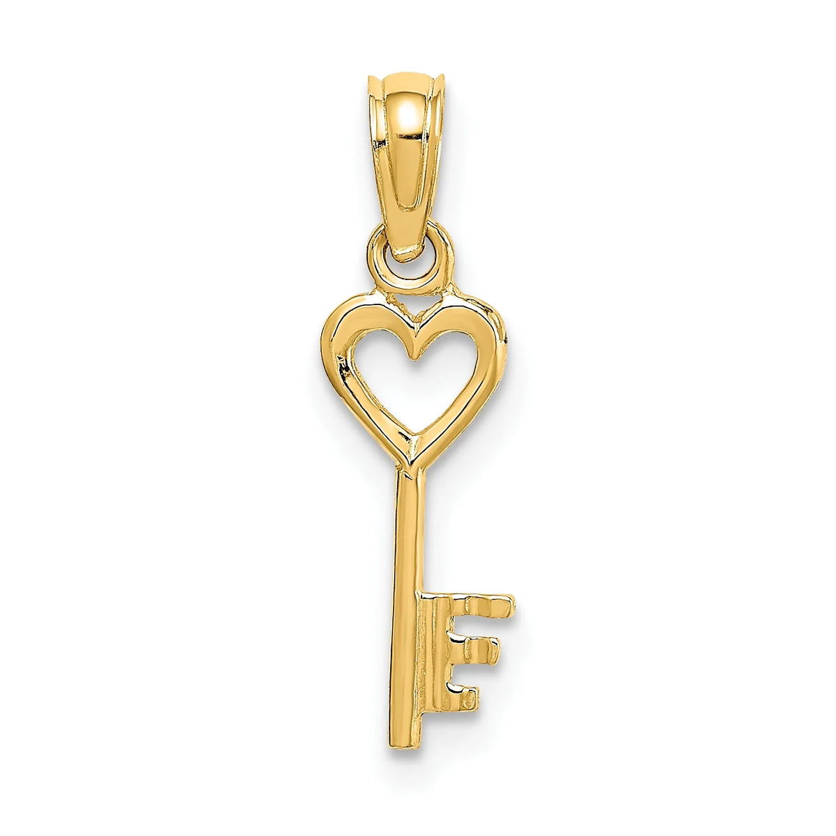 14K Yellow Gold Key With Heart Pendant Charm with Rope Chain Necklace 16'' C9356