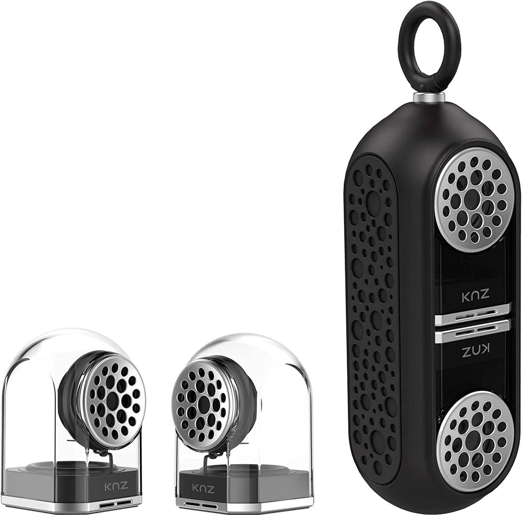 Portable Bluetooth True Wireless Speakers with Magnetic Connectable Base, Gray, Pack of 2 Q2401