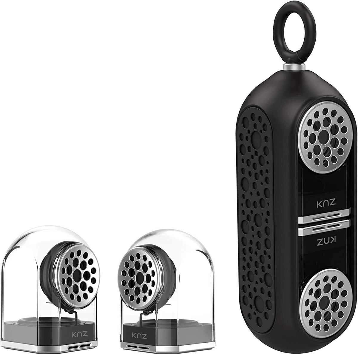 Portable Bluetooth True Wireless Speakers with Magnetic Connectable Base, Gray, Pack of 2 Q2401