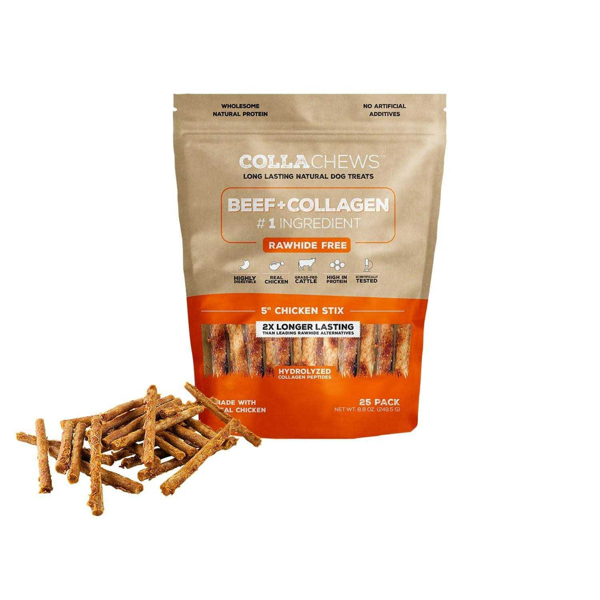 Beef Collagen Rawhide Free 5 Stix Dog Treat B3410