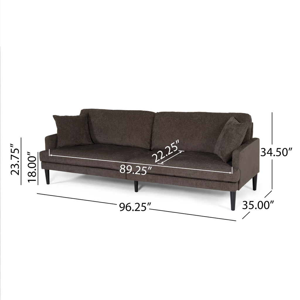 Brown 3 Seater Fabric Sofa with Accent Pillows U96951