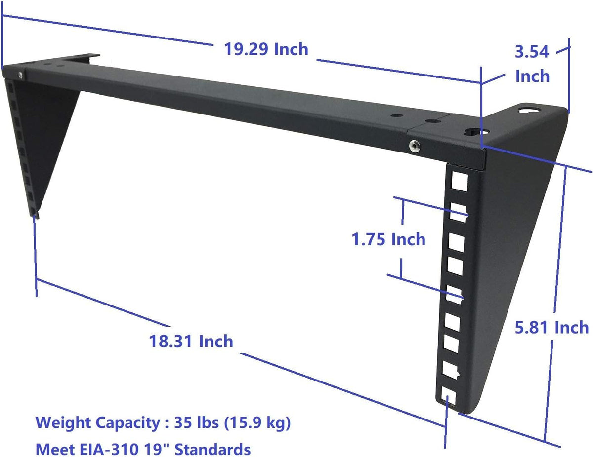 2U Light-Loading Foldable 19 Inches Cold Rolled Steel Vertical Wall Mount Rack Y829053