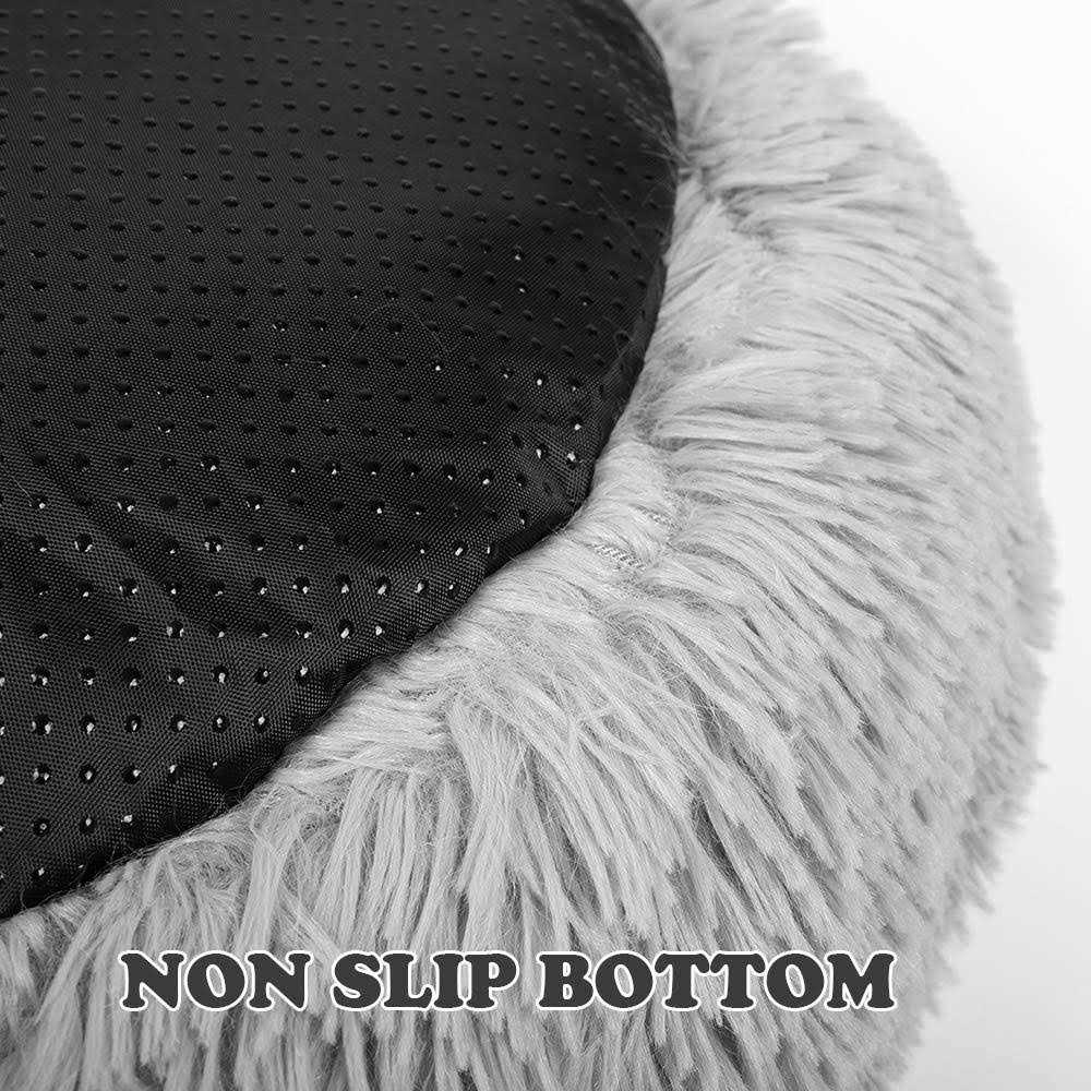 Round Plush Donut Pet Bed with Non-Slip Bottom N5289