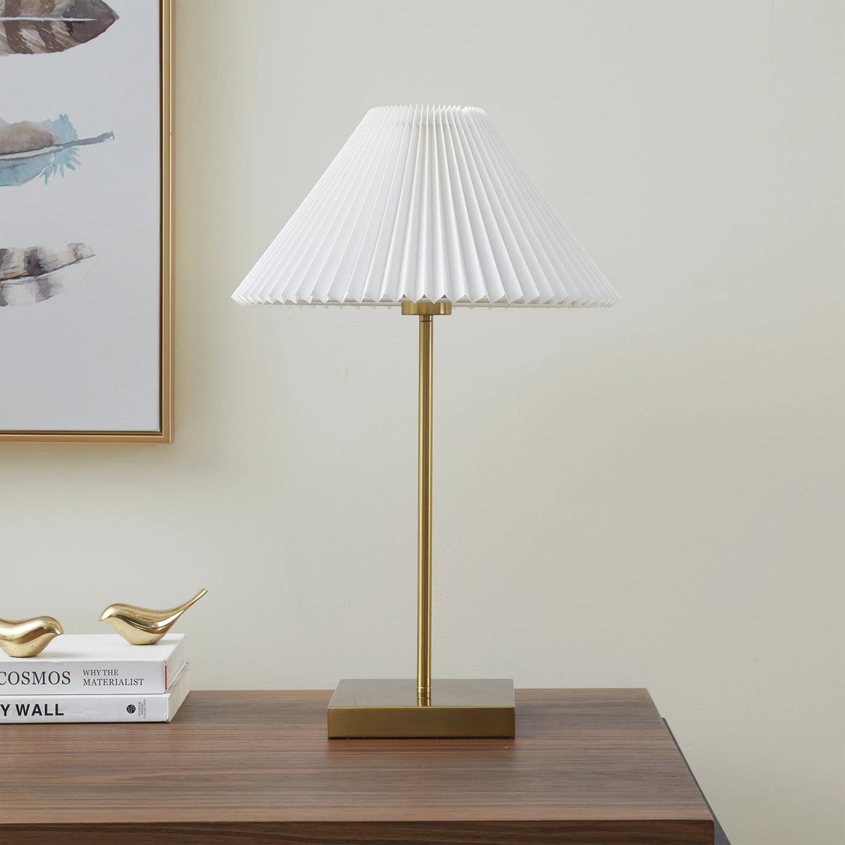Brass Table Lamp with Pleated Shade F175604