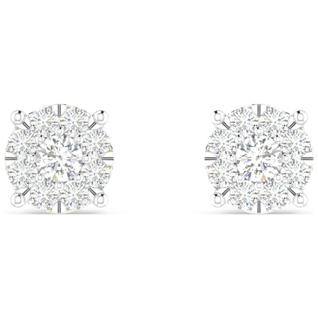 10K White Gold Diamond Cluster Stud Earrings K2370