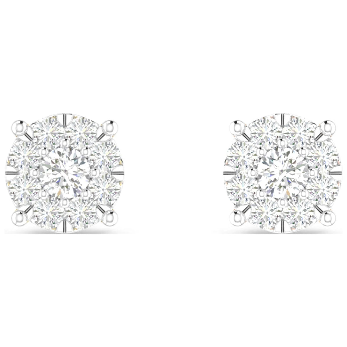 10K White Gold Diamond Cluster Stud Earrings K2370