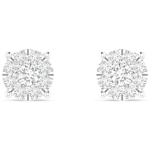 10K White Gold Diamond Cluster Stud Earrings K2370