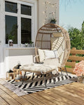 Oversize Wicker Egg Chair with Ottoman J8422